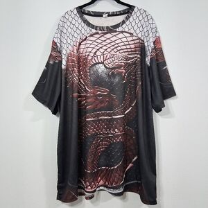 Big Men's Dragon Shirt Tshirt Red Dragon Black White Scales Big & Tall Size 6X